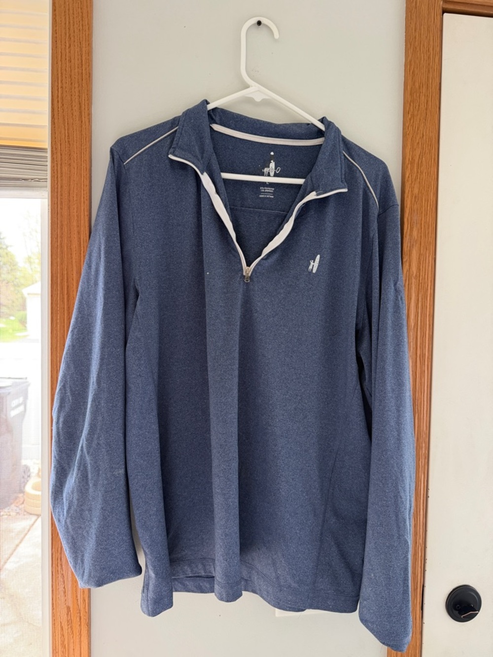 Men's Navy Quarter-Zip Pullover with White Trim